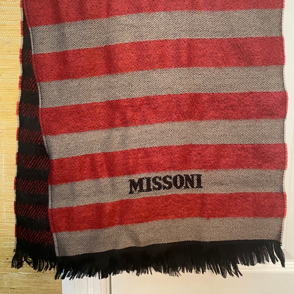 Missoni Scarf - Red/White/Black - 100% Wool